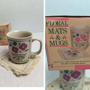 Giftco Vintage Floral Mats & Mugs Ceramic